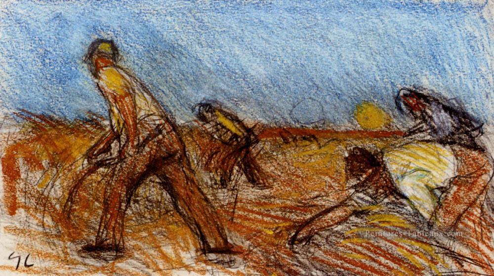 Étude pour Récolter les paysans modernes Impressionniste Sir George Clausen Peintures à l'huile